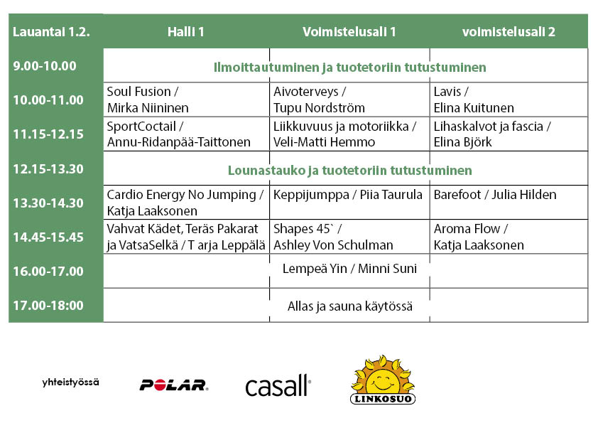 Varala Convention lukujärjestys